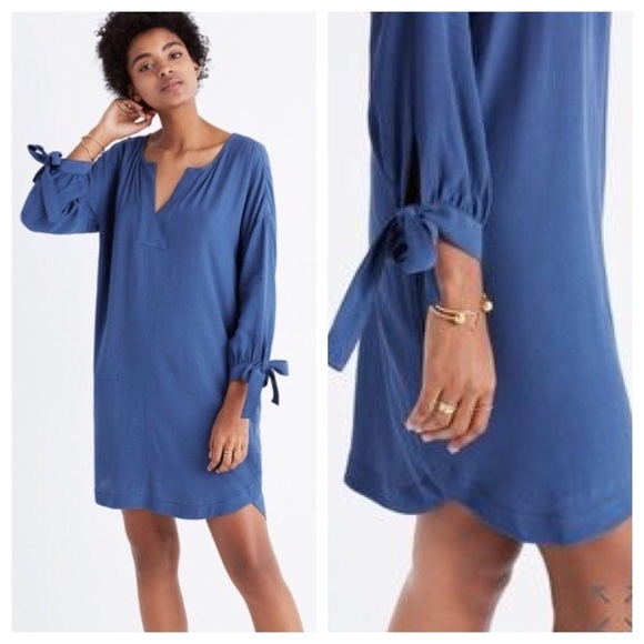 Madewell Essential Spring Du Jour Tie-Sleeve V-Neck Tunic Dress - Picture 1 of 6